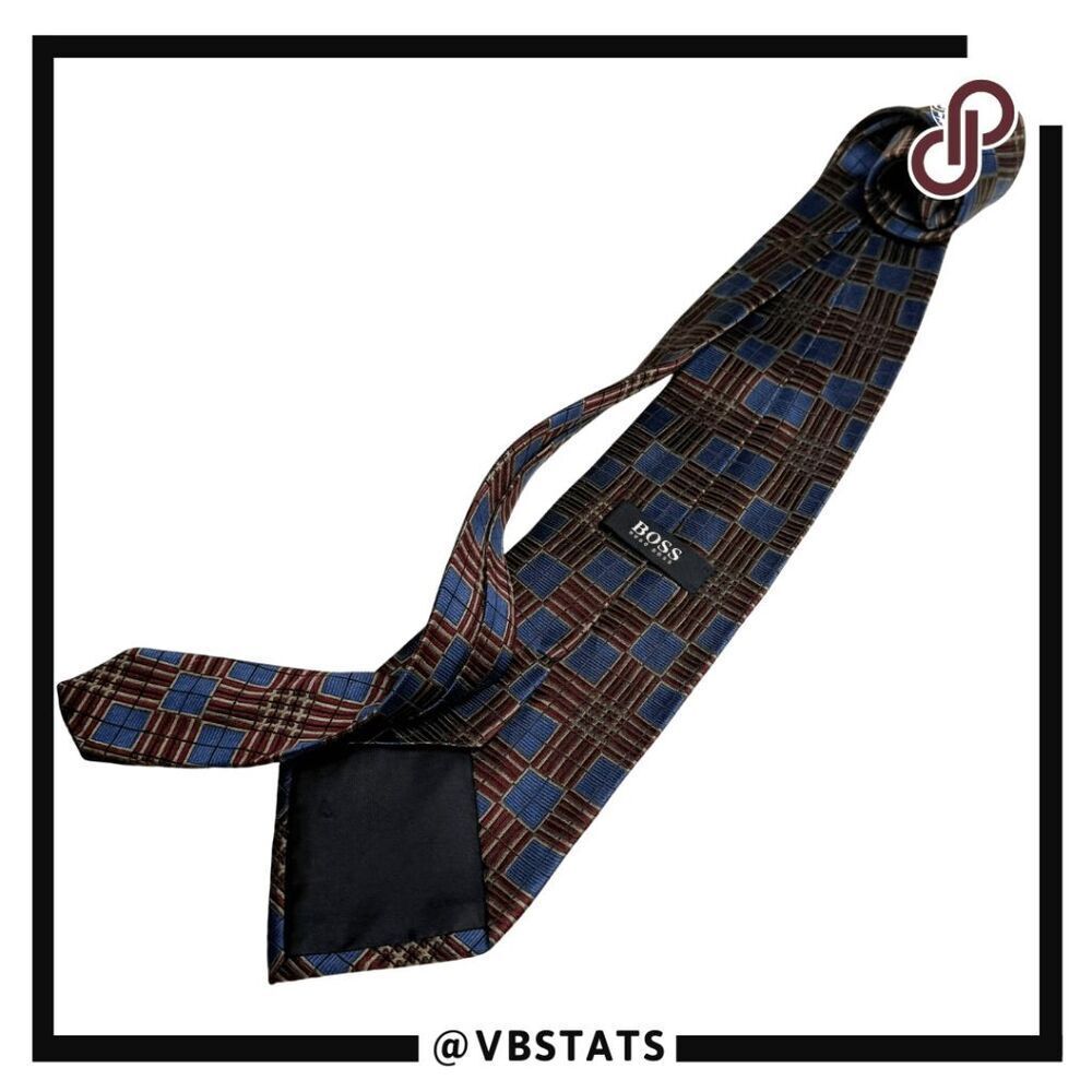 Boss Hugo Boss‎ Men's Silk Geometric Textured Made In Italy Neck Tie Blue Maroon
